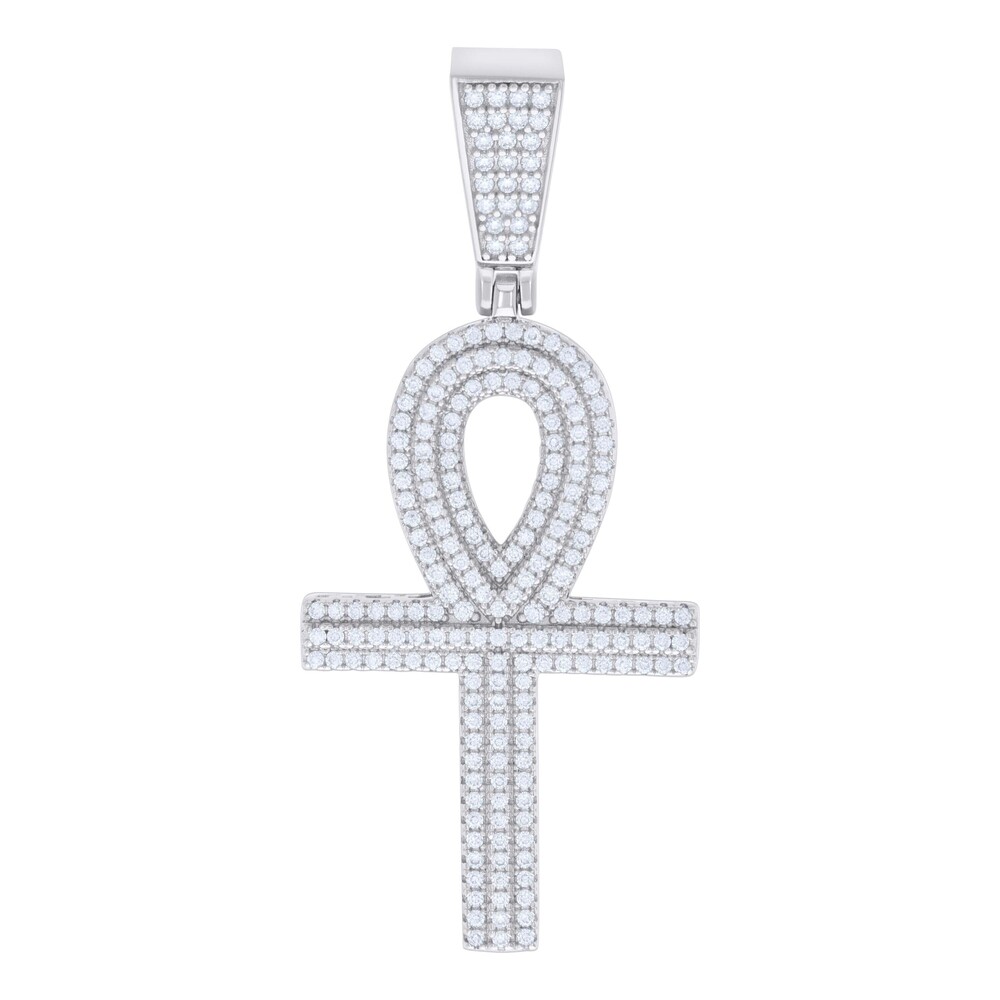 925 Sterling Silver 1.15ct Moissanite Egyptian Ankh Cross  Pendant
